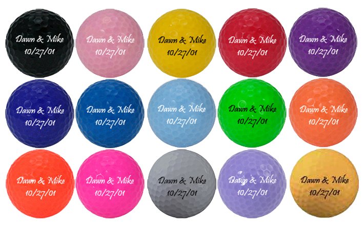Colored Wedding Golf Ball Samples