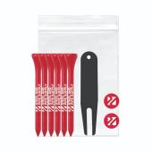 Polybag - 6 Tees 2 Markers - Metal Divot Tool
