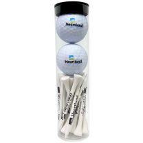 2 Golf Balls & Tees in Clear Tube