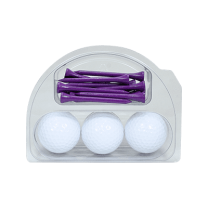 3 Golf Balls and Tees in Clear Clamshell Pack