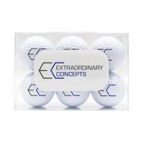 6 Logo Golf Balls in Clear Display Box