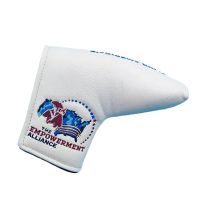 White Leather Putter Cover with Custom Logo