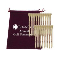 Burgundy Velour Drawstring Bag with Golf Tees