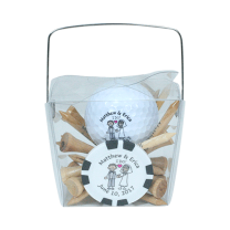 Golfers Wedding Take Out Box with Wedding Logo Tees & Balls