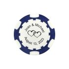 Dark Blue poker chip with Wedding Logo