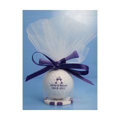 Wedding Golf Ball Wrapped in Tulle with Poker Chip
