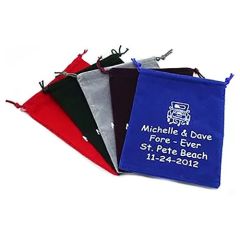 Velour drawstring Bag with Wedding Logo