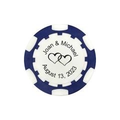 Dark Blue poker chip with Wedding Logo