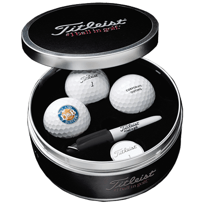 Titleist 3 Logo Golf Ball Tin - Stock Lid | pargolf.com