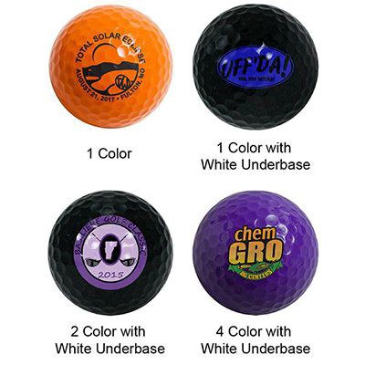Customizable color golf balls with logos