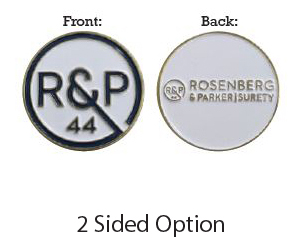 Front and back views of a 2 sided custom ball marker