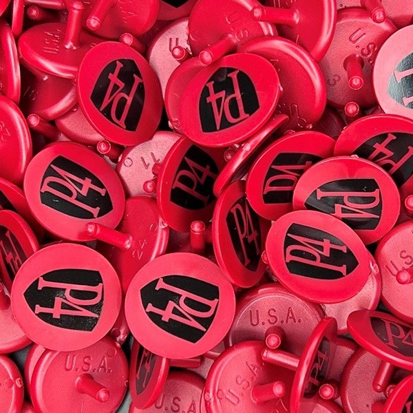 Red Custom golf markers printed with company branding