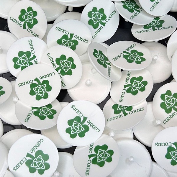 Custom ball markers printed with company branding