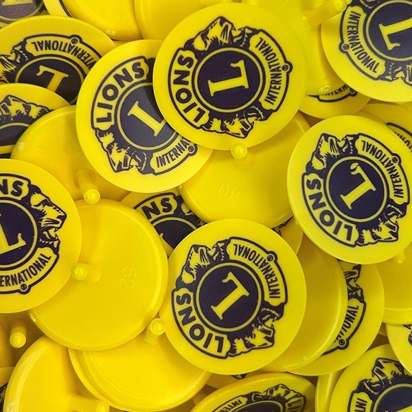 Yellow Personalized golf markers printed with company branding