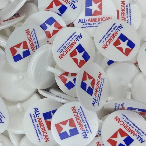Personalized golf markers printed with company branding