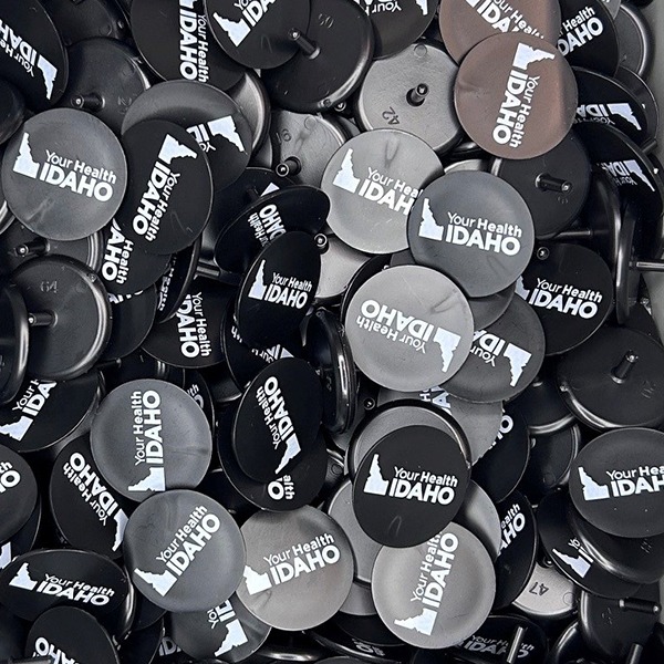 Black Personalized golf markers printed with company branding