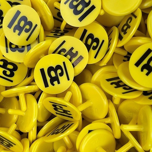 Yellow Personalized golf markers printed with a logo 