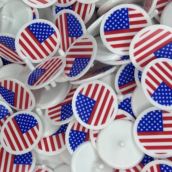 Personalized golf markers printed with an American Flag