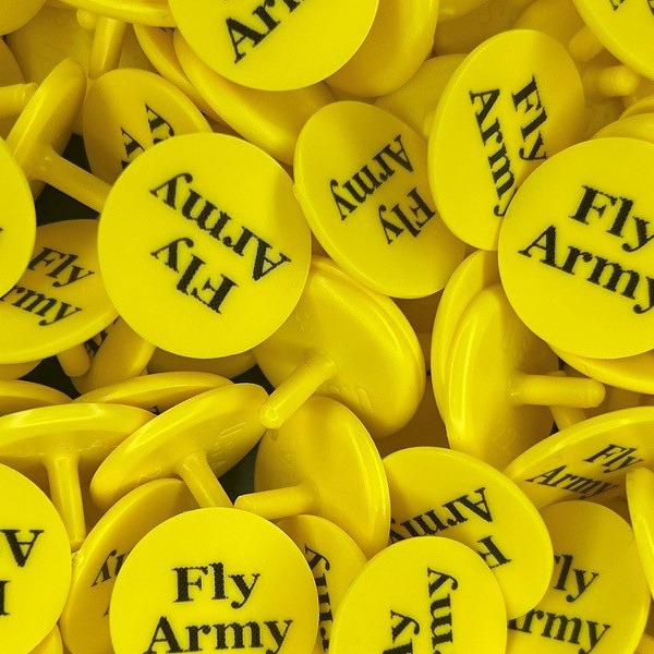 Yellow Custom golf markers printed with company branding