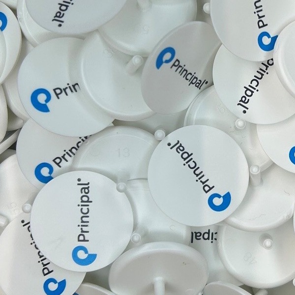 Custom golf markers printed with company branding