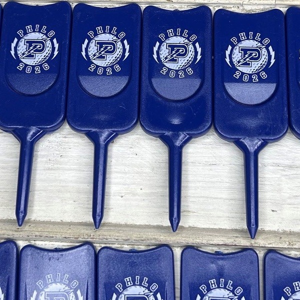Blue Bulk divot repair tools printed with company branding 