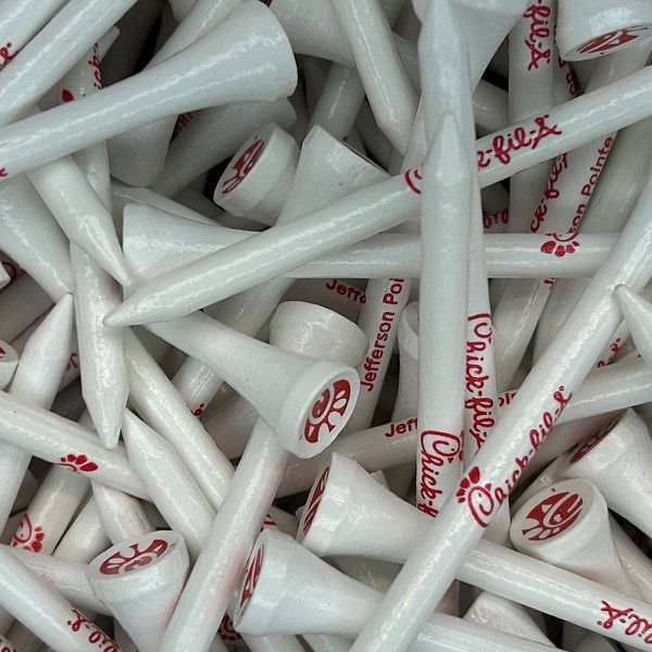Custom golf tees printed with company branding