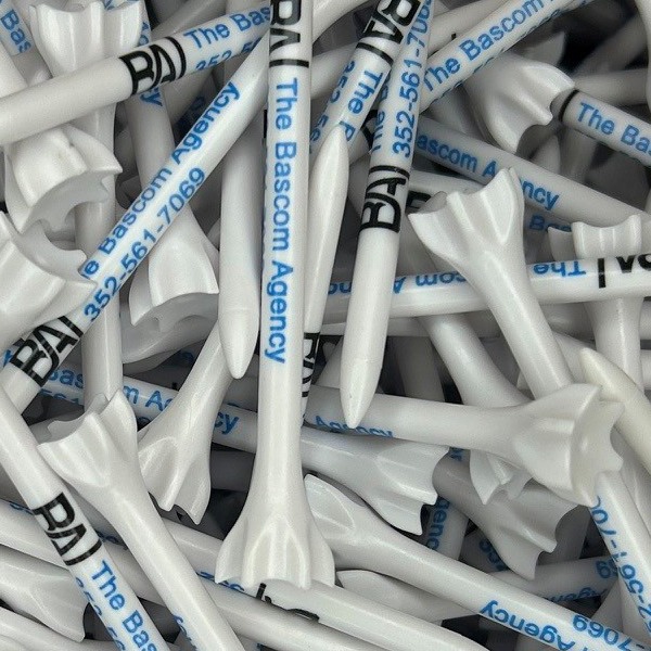 Plastic White custom logo golf tees printed with company branding