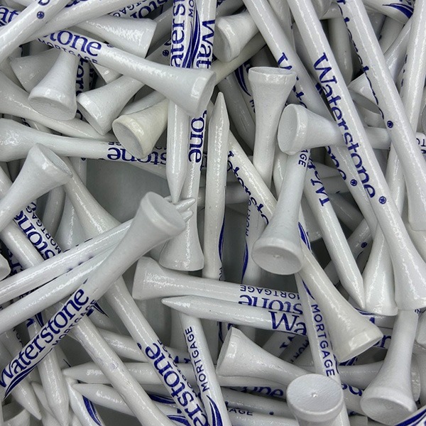 White golf tees customized with logo