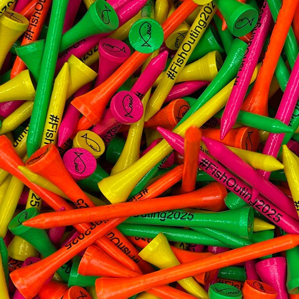 Assorted Colors personalized golf tees printed with company branding