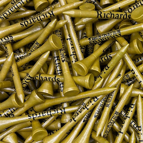 Gold personalized golf tees printed with company branding