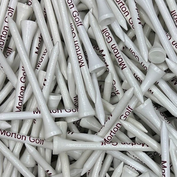 White branded logo golf tees printed with company branding