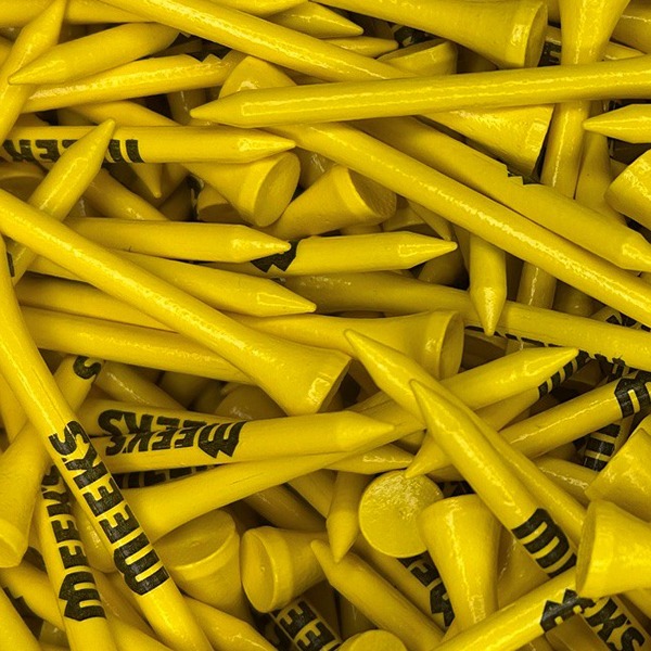 Yellow custom golf tees printed with company branding