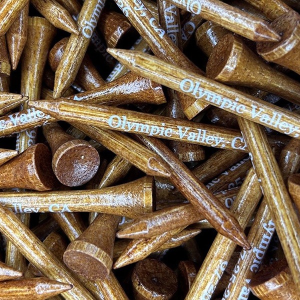 Wooden Custom golf tees printed with company branding