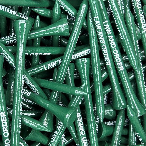 Green Custom golf tees printed with company branding