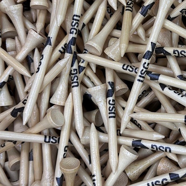 Branded bulk golf tees printed with company branding