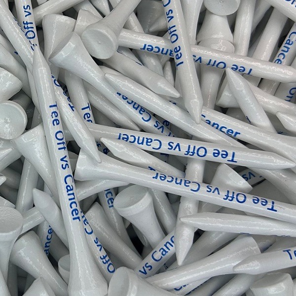 Branded bulk golf tees printed with company branding