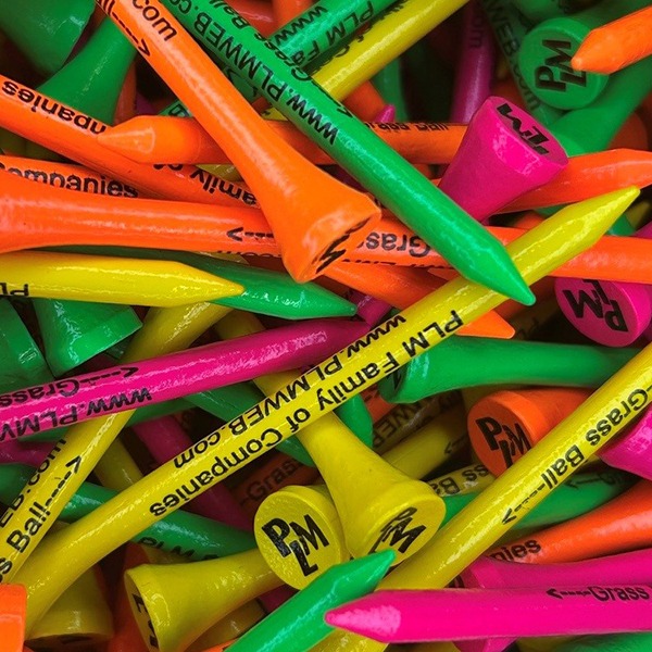 Assorted Colors Branded bulk golf tees printed with company branding