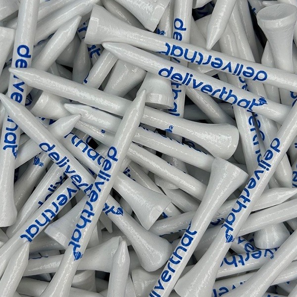 Branded bulk golf tees printed with company branding