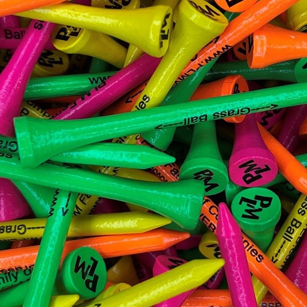Assorted Colors branded bulk golf tees printed with company branding