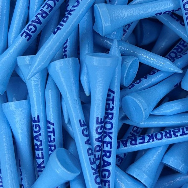 Blue Custom logo golf tees printed with company branding