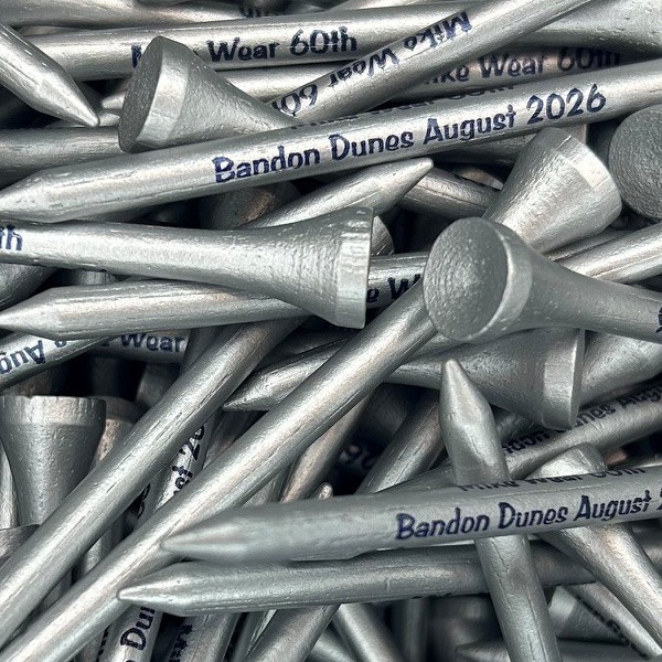 Silver Custom logo golf tees printed with company branding