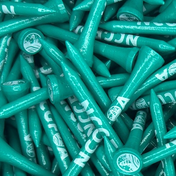 Aqua Custom golf tees printed with company branding