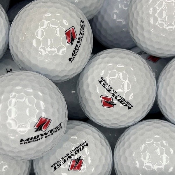 Logo golf balls featuring custom printed artwork