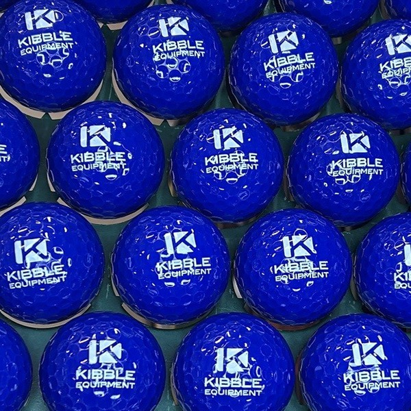 Dark blue personalized golf balls printed with a white logo