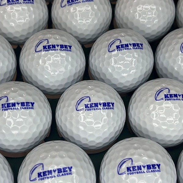Custom logo golf balls printed with blue branding