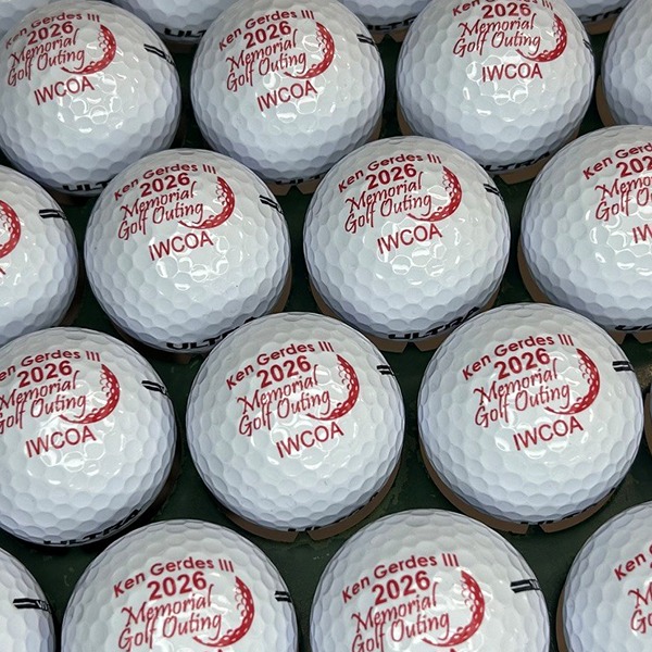 Personalized memorial golf balls printed for a commemorative event