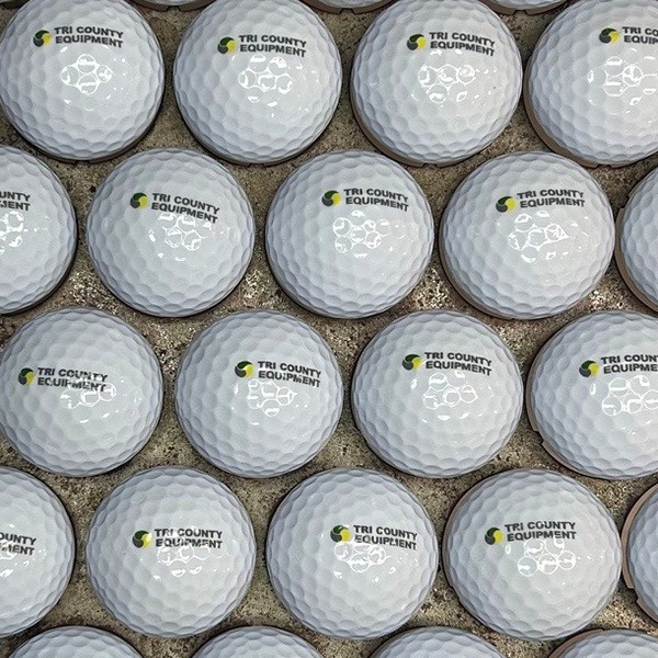 Logo golf balls printed with custom corporate artwork
