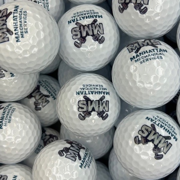 Custom logo golf balls featuring black organization branding