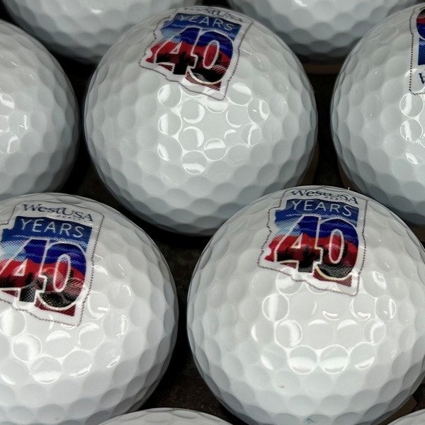 Personalized golf balls celebrating a 40th anniversary event