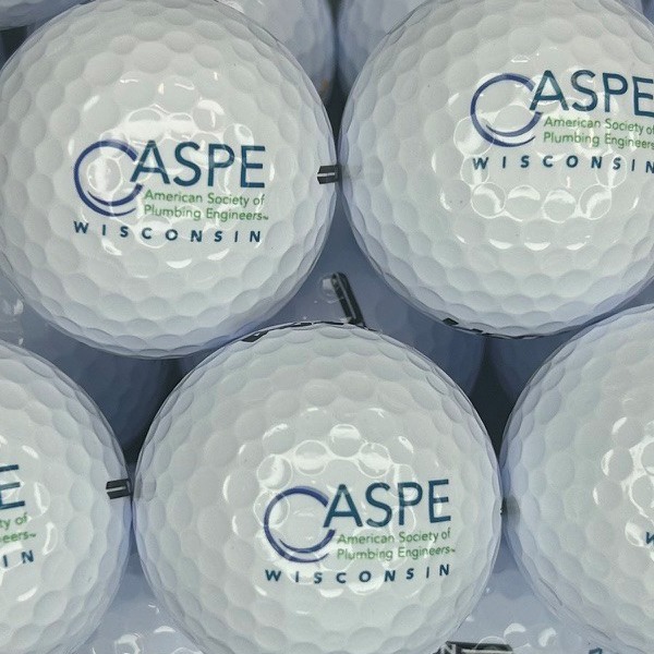 Custom logo golf balls featuring blue organization branding